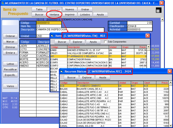 Cree fÃ¡cilmente su proyecto importando AnÃ¡lisis Unitarios (800+) o Insumos (2400+) desde la base de datos que se incluye con el programa